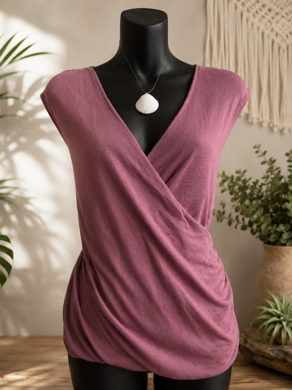 Athleta Breezy Wrap Sleeveless Draped Tank Camisole Top in Mauve